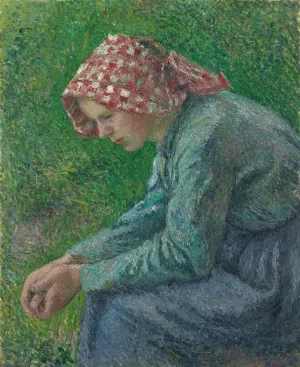 A Seated Peasant Woman by Camille Pissarro - Hand-Painted Oil Painting Reproduction