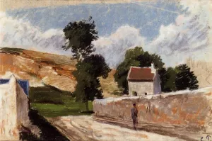 A Street in l'Hermitage, Pontoise by Camille Pissarro - Hand-Painted Oil Painting Reproduction