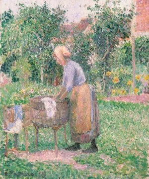 A Washerwoman at Eragny by Camille Pissarro - Hand-Painted Oil Painting Reproduction