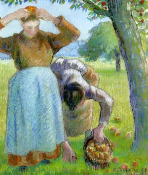 Apple Gatherers by Camille Pissarro - Hand-Painted Oil Painting Reproduction