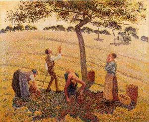 Apple Pickers, Eragny by Camille Pissarro - Hand-Painted Oil Painting Reproduction