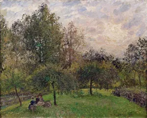 Apple Trees and Poplars at Sunset by Camille Pissarro - Hand-Painted Oil Painting Reproduction