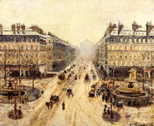 Avenue de l'Opera: Snow Effect by Camille Pissarro - Hand-Painted Oil Painting Reproduction