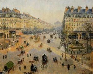 Avenue de l'Opera: Sunshine Winter Morning by Camille Pissarro Art