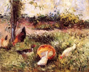 Back Yard with Chickens and Turkeys by Art