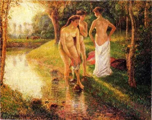 Bathers by Camille Pissarro - Hand-Painted Oil Painting Reproduction