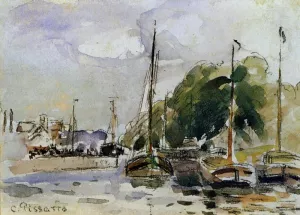 Boats at Dock by Camille Pissarro Art