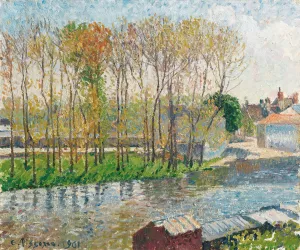 Bords Du Loing a Moret by Camille Pissarro - Hand-Painted Oil Painting Reproduction