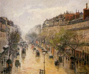 main product photo of Boulevard Montmartre: Spring Rain painting by Camille Pissarro