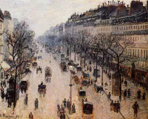 Boulevard Montmartre: Winter Morning by Camille Pissarro - Hand-Painted Oil Painting Reproduction