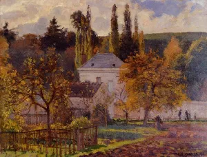 Bourgeois House in l'Hermitage, Pontoise by Camille Pissarro - Hand-Painted Oil Painting Reproduction