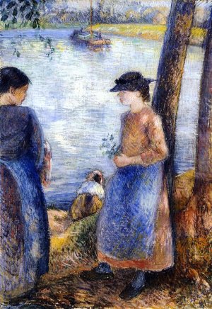 main product photo of By the Water painting by Camille Pissarro