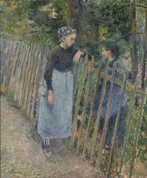 Conversation by Camille Pissarro - Hand-Painted Oil Painting Reproduction