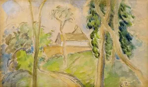 Country Scene with a House along a Road by Camille Pissarro Art