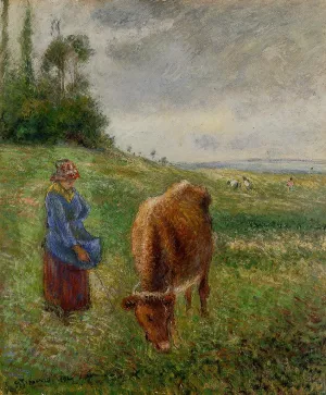 Cowherd, Pontoise by Camille Pissarro - Hand-Painted Oil Painting Reproduction