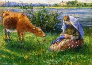 Cowherd, Pontoise by Camille Pissarro Art