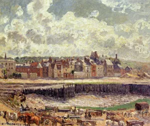 Dieppe, Dunquesne Basin, Sunlight Effect, Morning, Low Tide by Camille Pissarro - Hand-Painted Oil Painting Reproduction