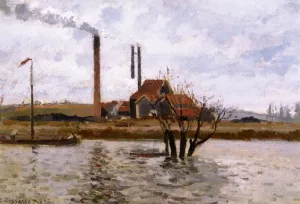 Factory at Saint-Ouen-l'Aumone, The Oise in Flood by Art