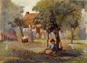Family Garden by Camille Pissarro - Hand-Painted Oil Painting Reproduction