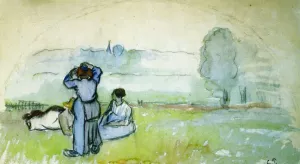 Fan Project by Camille Pissarro - Hand-Painted Oil Painting Reproduction