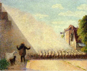 Flock of Sheep by Camille Pissarro Art