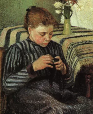 Girl Sewing by Art