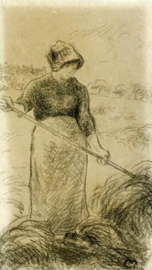 main product photo of Haymaker painting by Camille Pissarro