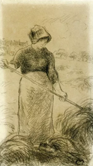 Haymaker by Camille Pissarro - Hand-Painted Oil Painting Reproduction