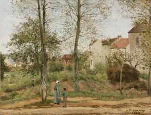Houses at Bougival by Camille Pissarro - Hand-Painted Oil Painting Reproduction