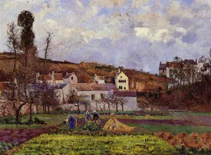 Kitchen Gardens at l'Hermitage, Pontoise by Camille Pissarro - Hand-Painted Oil Painting Reproduction
