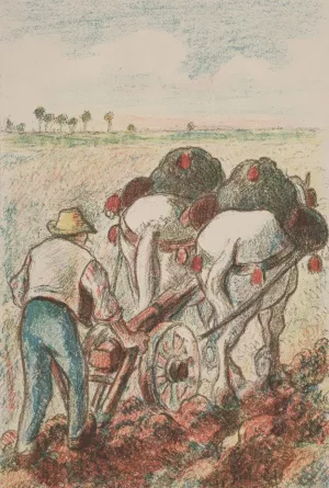 La Charrue by Camille Pissarro - Hand-Painted Oil Painting Reproduction