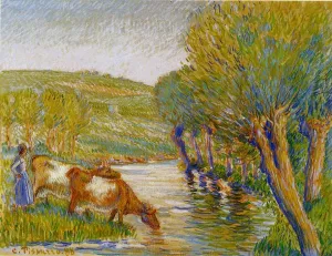 La Riviere aux Saules, Eragny by Camille Pissarro Art