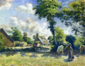 Landscape at Melleray, Woman Carrying Water to Horses by Art