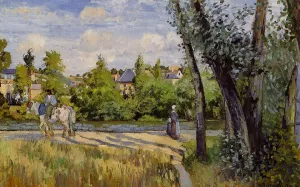 Landscape, Bright Sunlight, Pontoise by Camille Pissarro - Hand-Painted Oil Painting Reproduction