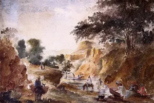 Landscape with Figures by a River by Art