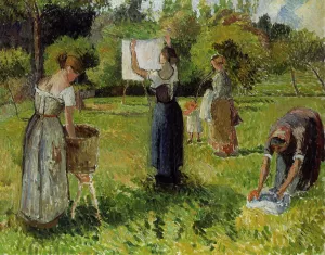Laundresses at Eragny by Camille Pissarro Art