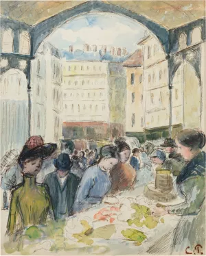 Les Halles centrales; le marche aux legumes by Camille Pissarro - Hand-Painted Oil Painting Reproduction