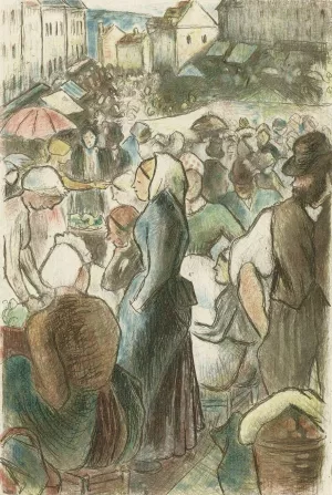 Markt in Gisors by Camille Pissarro - Hand-Painted Oil Painting Reproduction