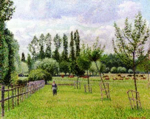 Meadow at Eragny, Grey Weather by Art