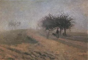 Misty Morning at Creil by Camille Pissarro - Hand-Painted Oil Painting Reproduction