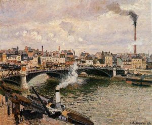 Main Product Photo of Morning, Overcast Day, Rouen Painting by Camille Pissarro