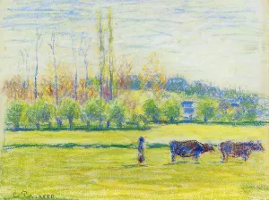 Near Eragny by Camille Pissarro - Hand-Painted Oil Painting Reproduction