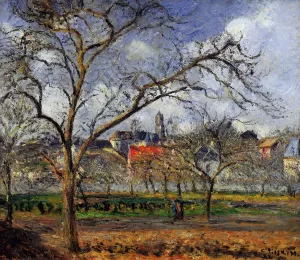 On Orchard in Pontoise in Winter by Camille Pissarro Art