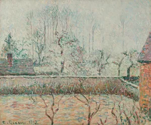 Paysage Avec Maisons Et Mur De Cloture, Givre Et Brume, Eragny by Camille Pissarro - Hand-Painted Oil Painting Reproduction