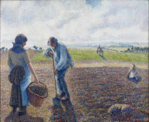 Paysans dans les champs, eragny by Camille Pissarro - Hand-Painted Oil Painting Reproduction