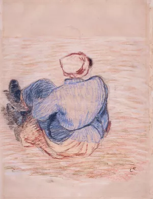 Peasant Girl Seated on the Ground by Camille Pissarro - Hand-Painted Oil Painting Reproduction