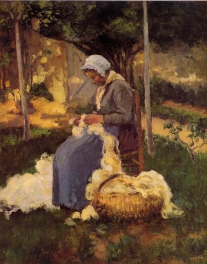 Peasant Woman Carding Wool by Art