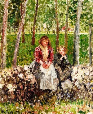 Peasants Beneath Trees at Moret by Camille Pissarro Art