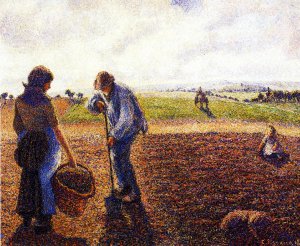 Peasants in the Field, Eragny by Camille Pissarro Art