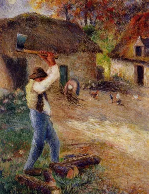 Pere Melon Cutting Wood by Camille Pissarro Art